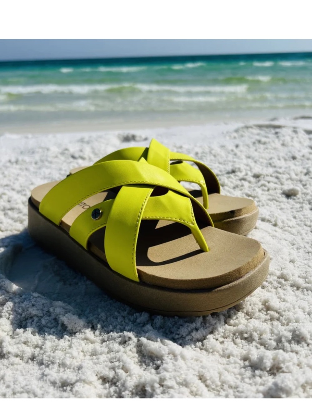 Sayulita Sandal in Neon Yellow DE LEON LEATHER CO Fast Drying Memory Foam Slides